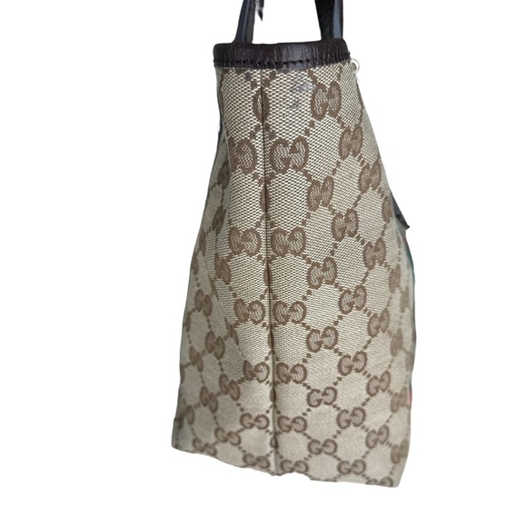 GUCCI Brwon GG PVC Canvas and Leather Tote Bag - Picture 6 of 9